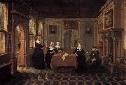 Bartholomeus van Bassen Five ladies in an interior oil